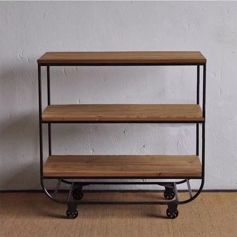 Rustic Wood Trolley Cart With Storage - 4 Seasons Home Gadgets