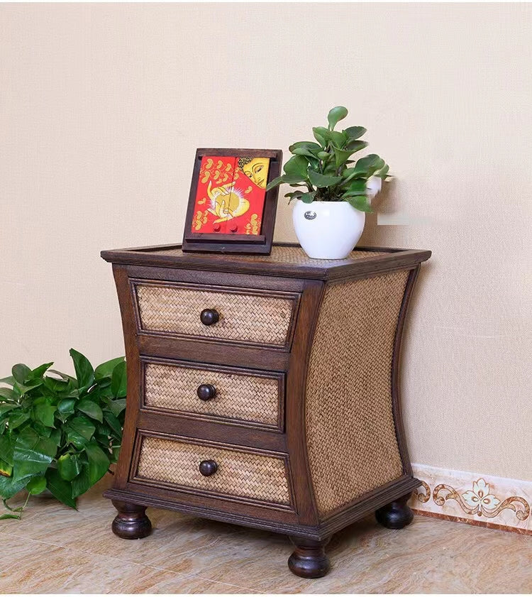 Sanchez Rattan Mesh Drawer End Table - 4 Seasons Home Gadgets