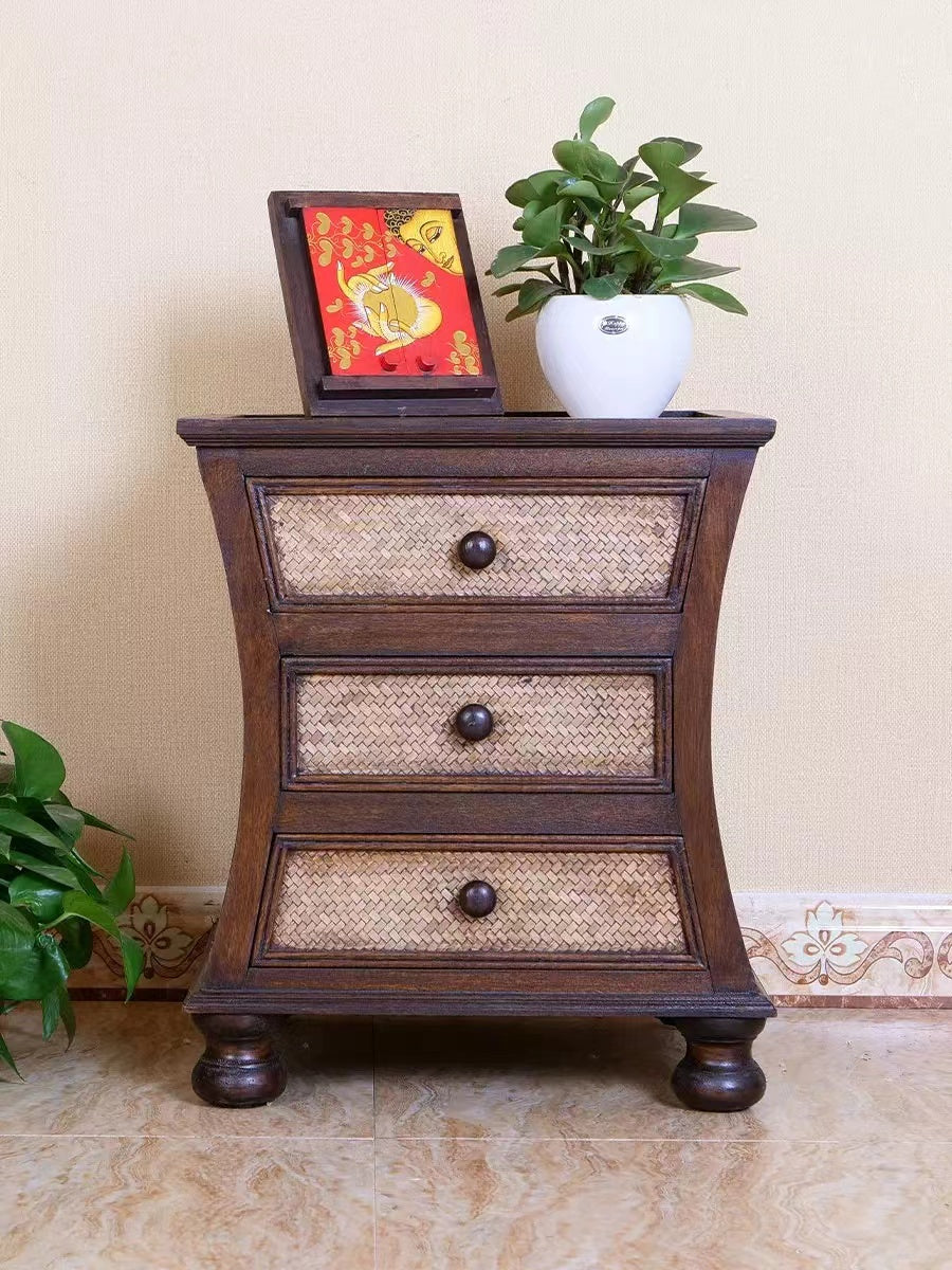 Sanchez Rattan Mesh Drawer End Table - 4 Seasons Home Gadgets