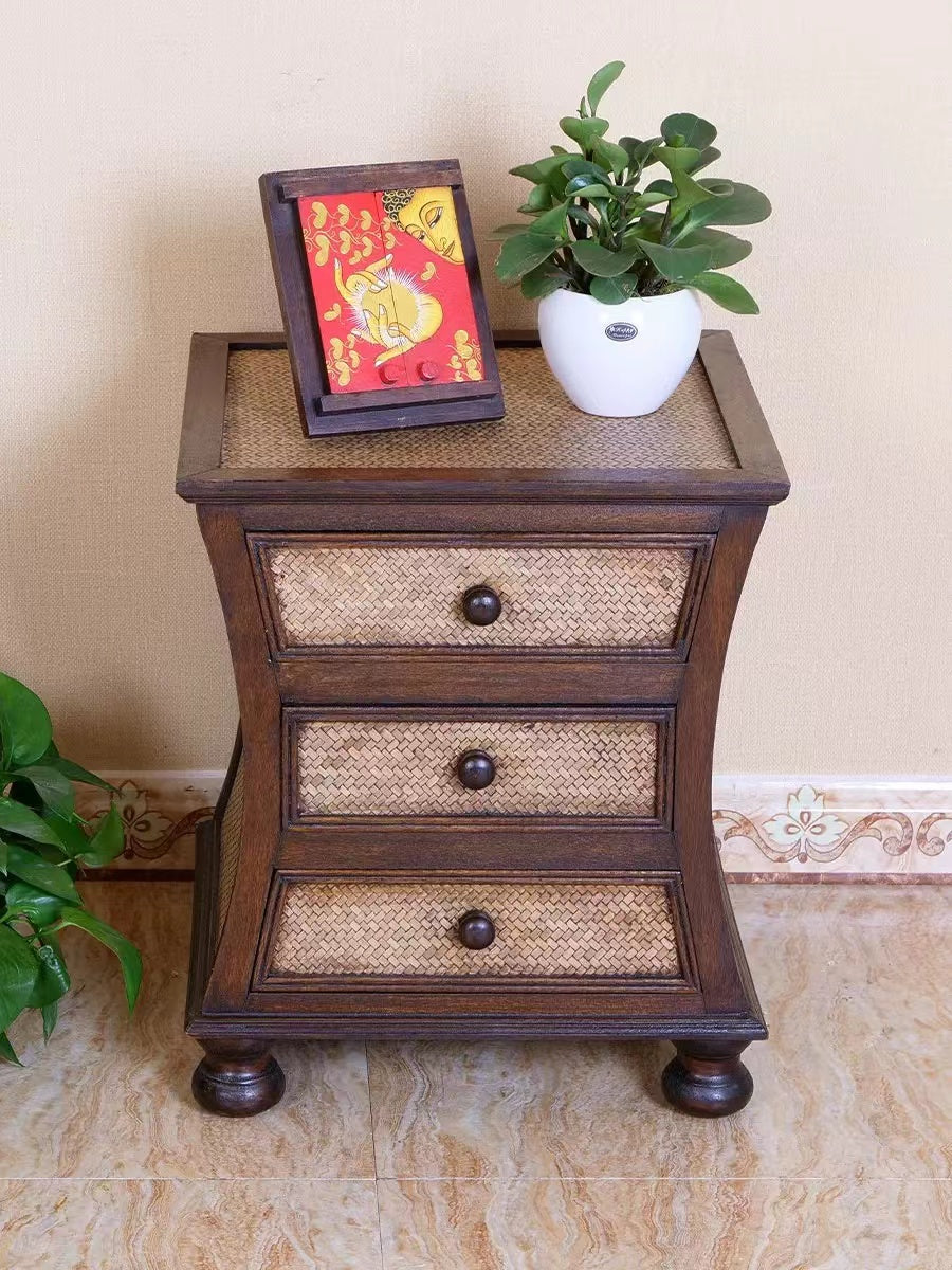 Sanchez Rattan Mesh Drawer End Table - 4 Seasons Home Gadgets