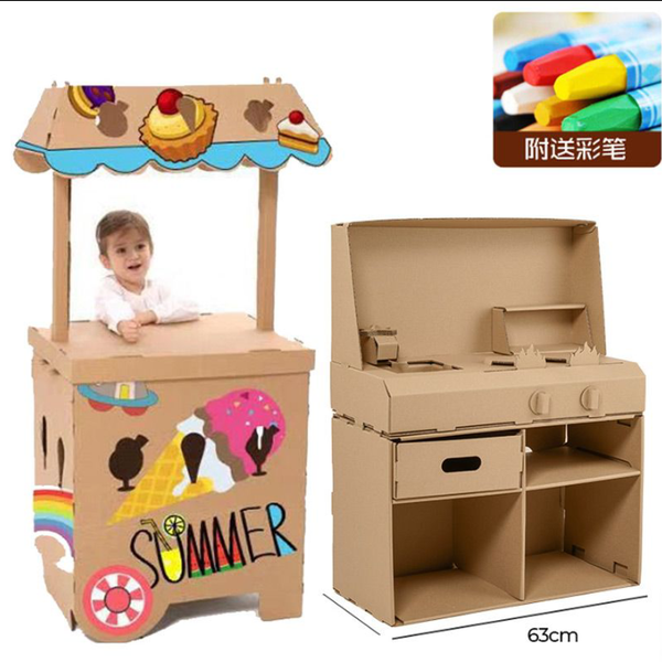 Indoor Cardboard DIY Playhouse Kit - 4 Seasons Home Gadgets