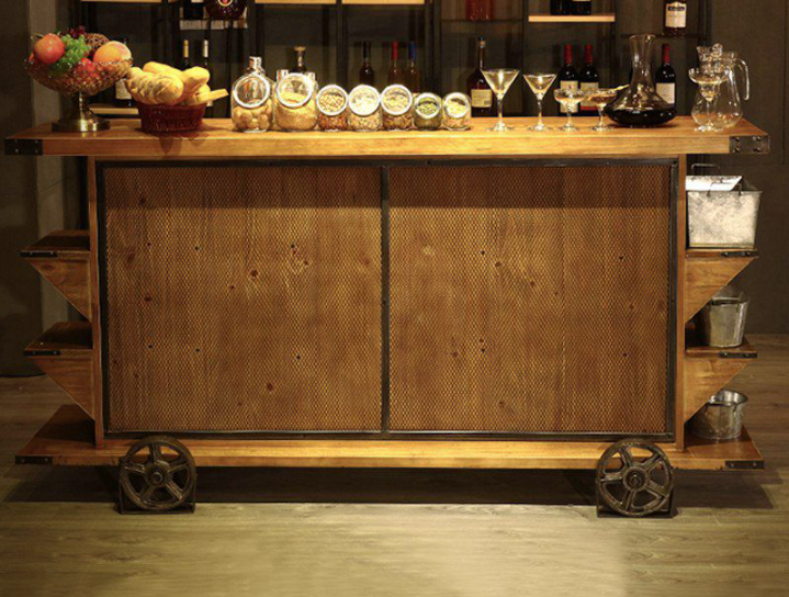 Rustic Industrial Bar Cabinet - 4 Seasons Home Gadgets