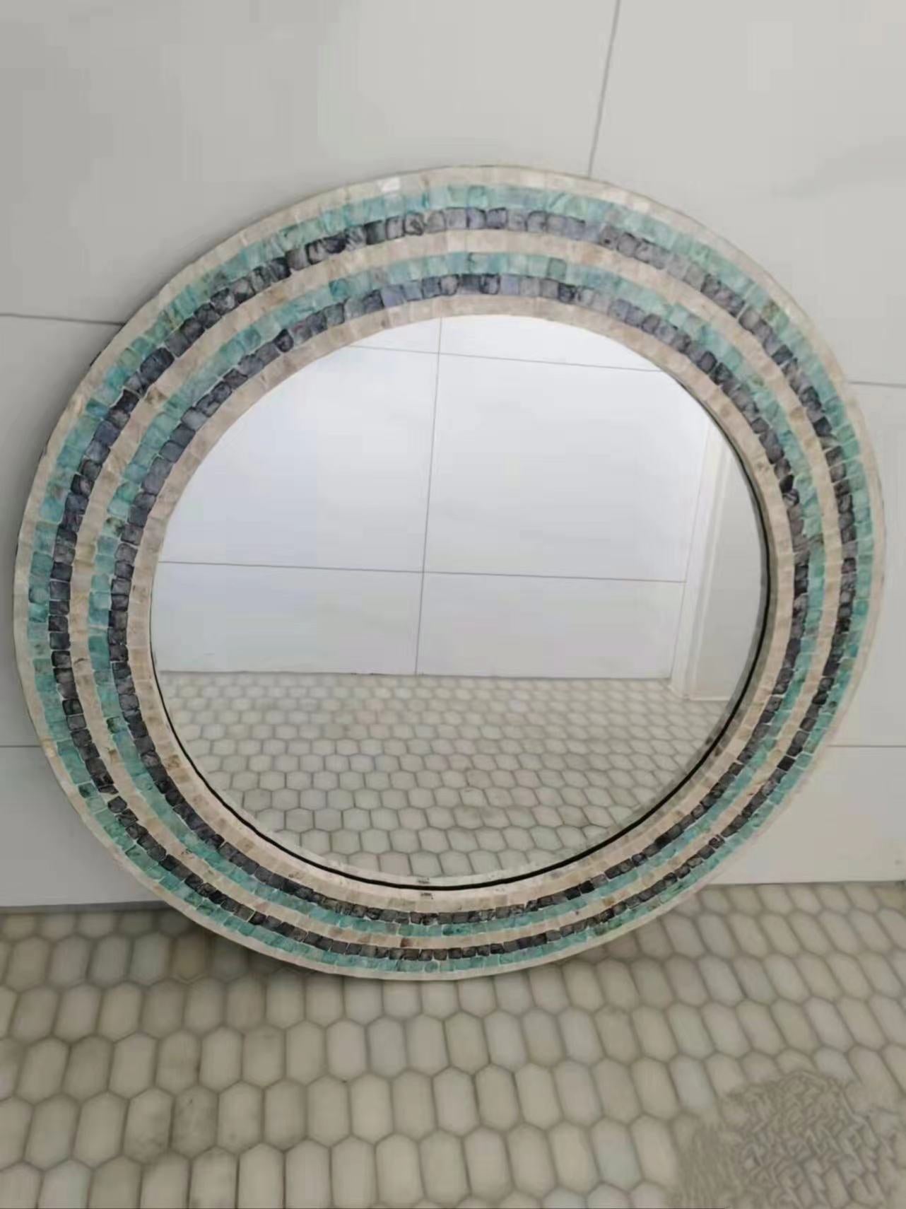 Seashell Tiles Round Wall Mirror - 4 Seasons Home Gadgets