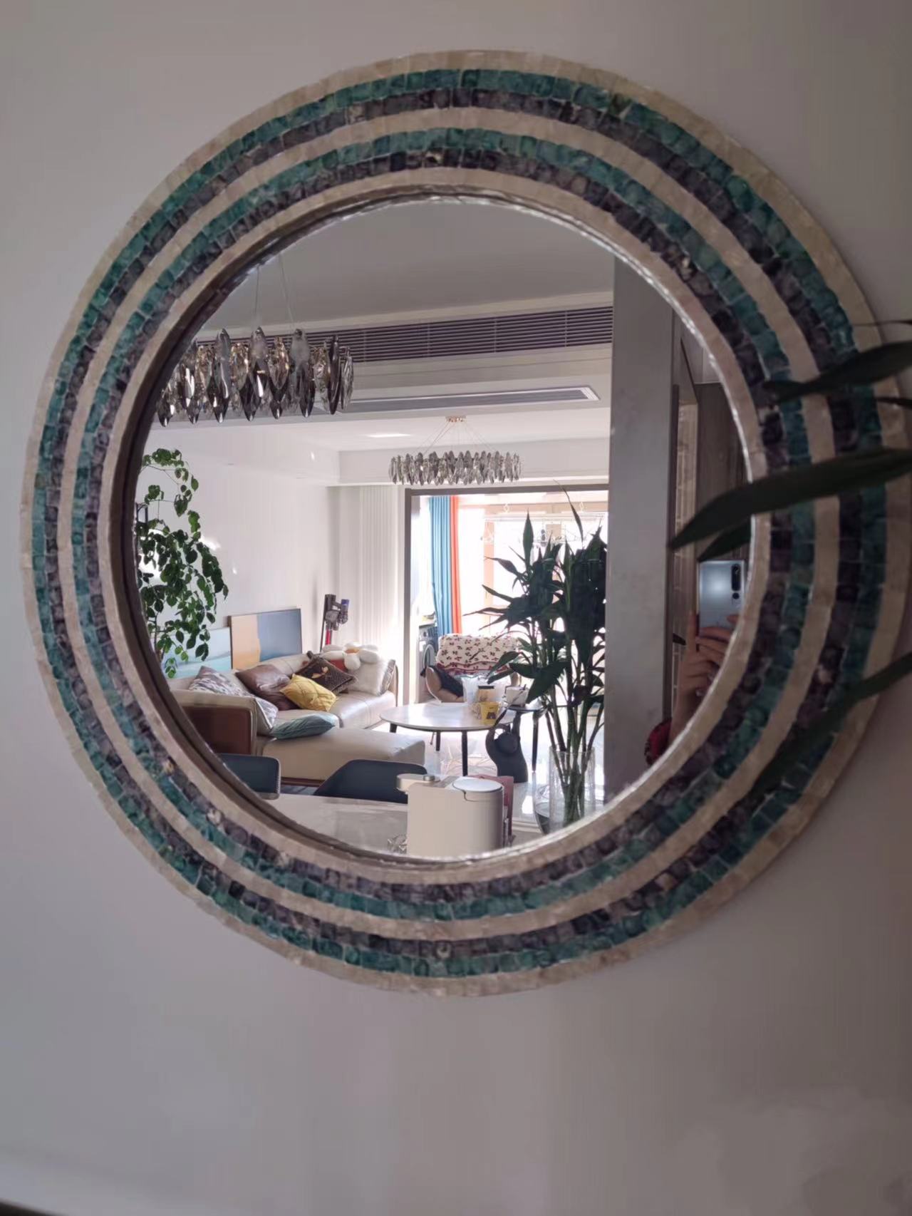 Seashell Tiles Round Wall Mirror - 4 Seasons Home Gadgets