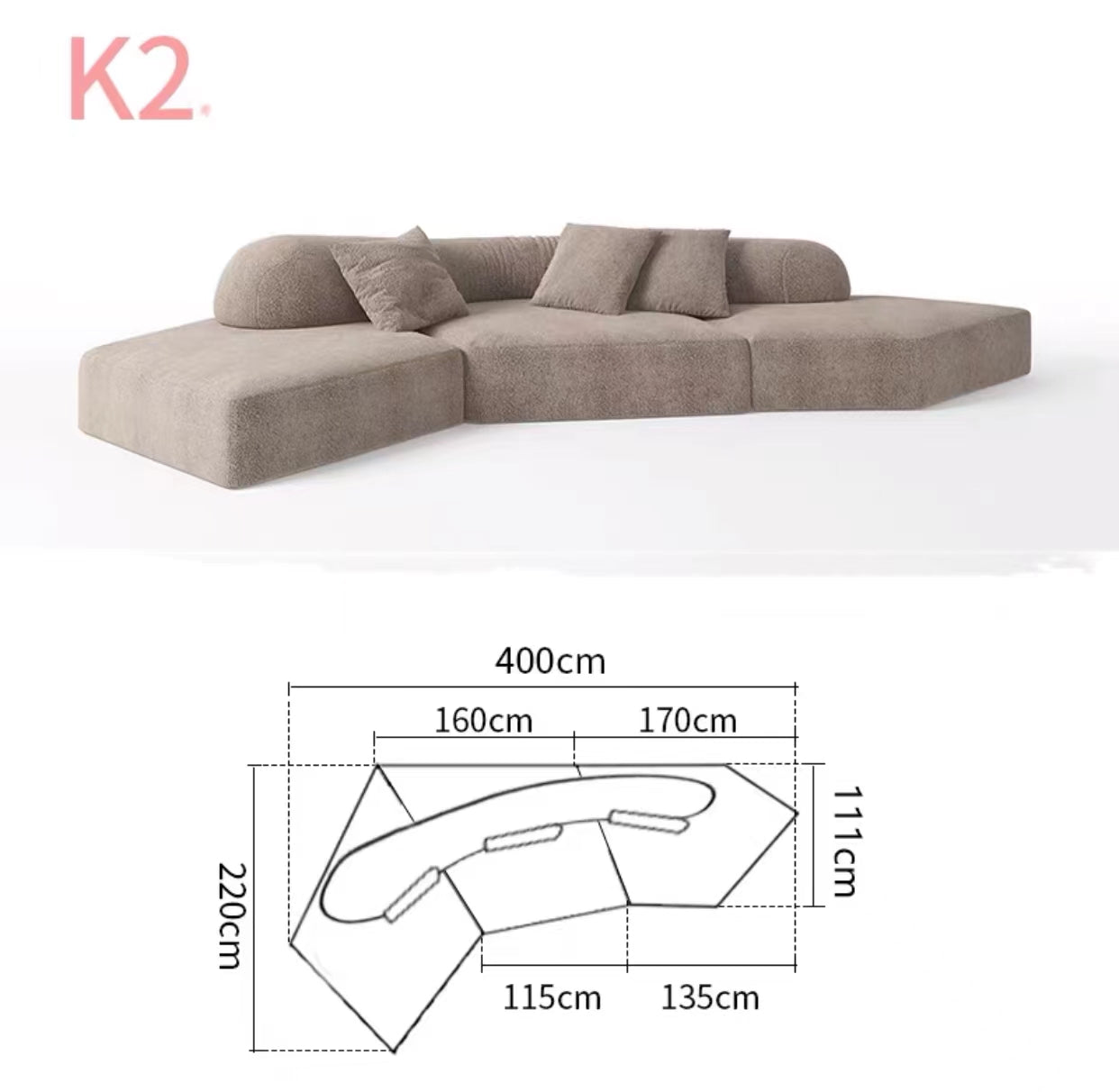 Shanann 3.2m Wide Reversible Sofa - 4 Seasons Home Gadgets