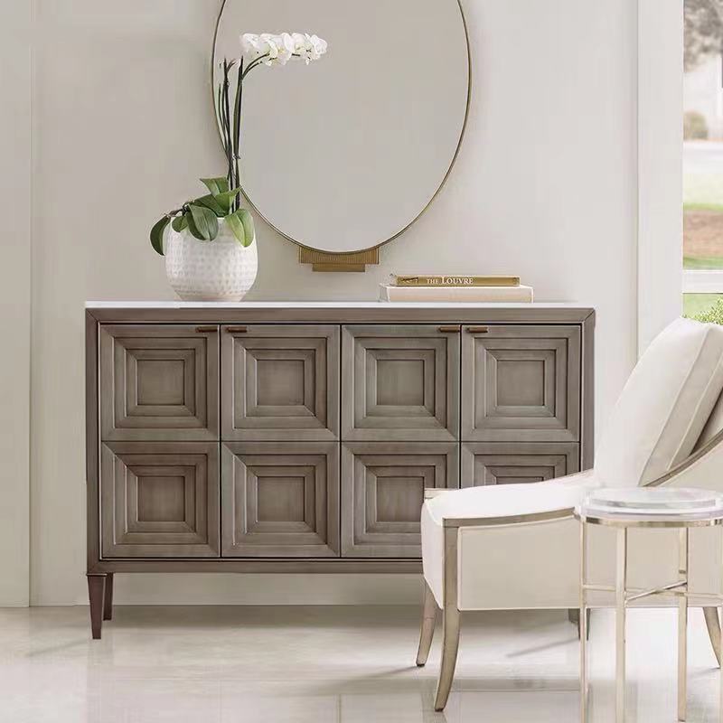 Smoky Grey Marble Top Console Cabinet - 4 Seasons Home Gadgets