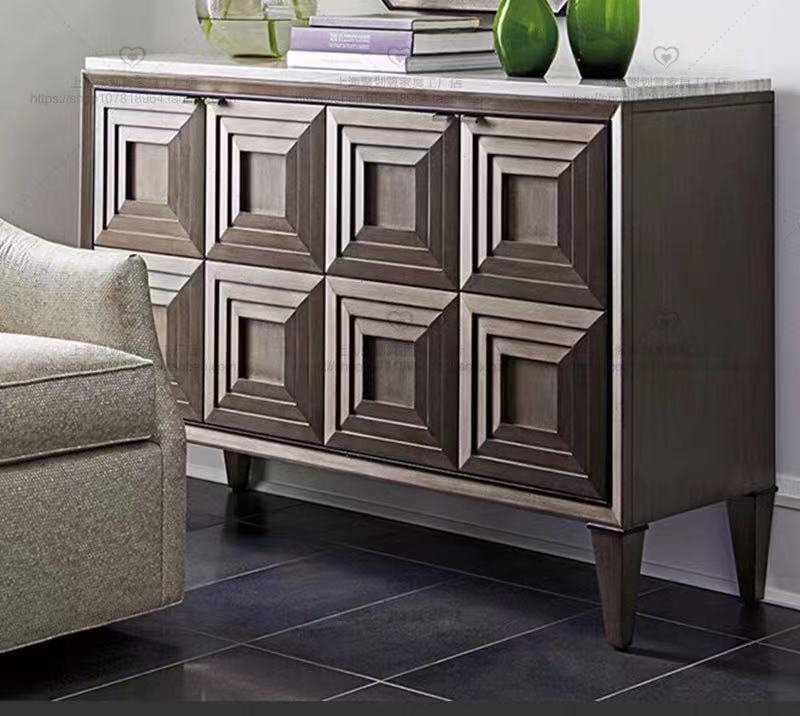 Smoky Grey Marble Top Console Cabinet - 4 Seasons Home Gadgets