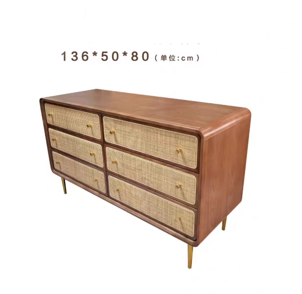 Solid Ash Wood 6 Drawer Double Dresser - 4 Seasons Home Gadgets