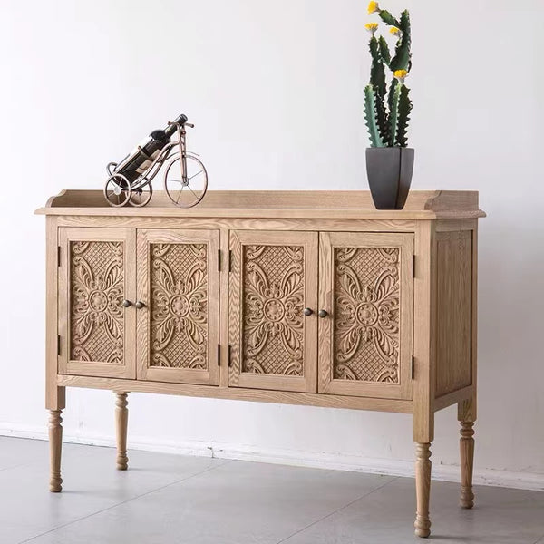 Solid Ashwood Carved Sideboard - 4 Seasons Home Gadgets