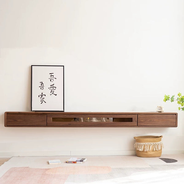 Solid Cherry Oak Floating TV Stand - 4 Seasons Home Gadgets