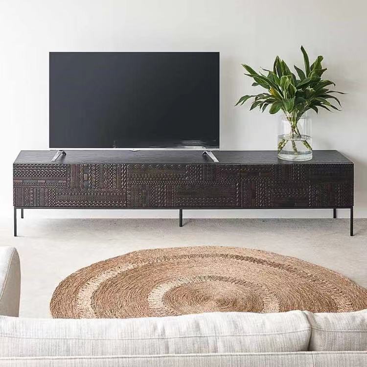 Solid Dark Wood TV Console Sideboard Table - 4 Seasons Home Gadgets