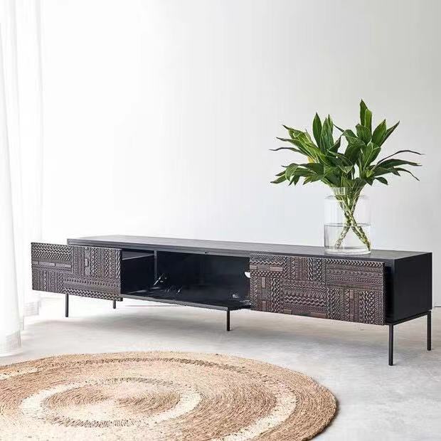Solid Dark Wood TV Console Sideboard Table - 4 Seasons Home Gadgets