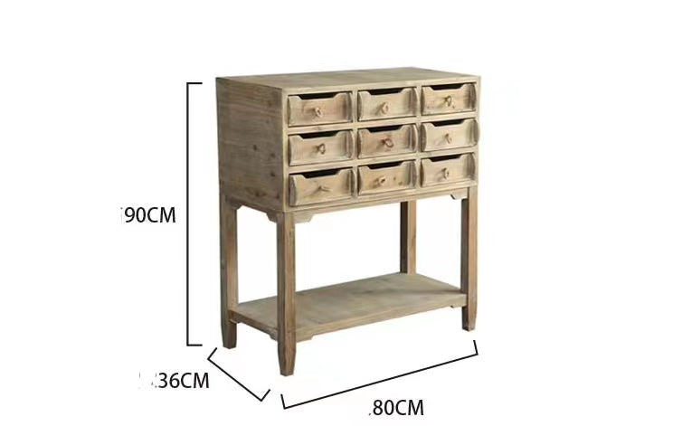 Solid Log Wood China Cabinet & Drawers - 4 Seasons Home Gadgets