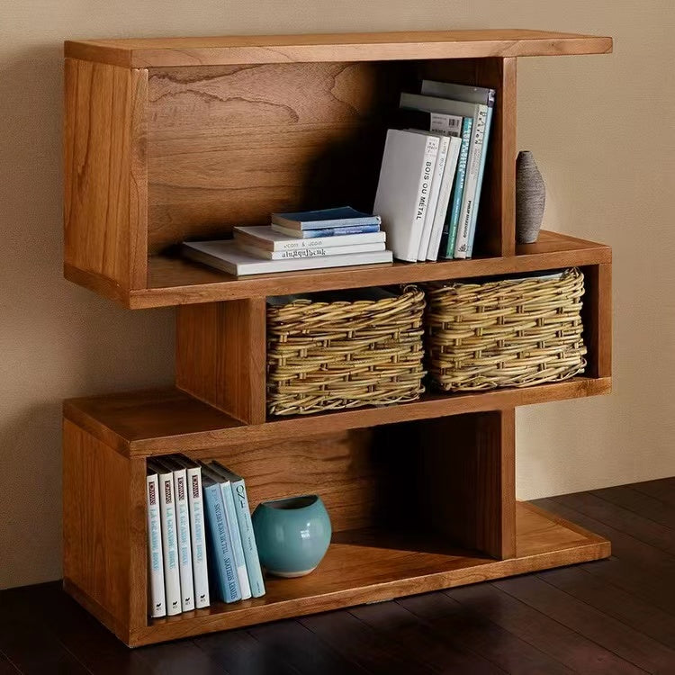 Solid Oak Geometric Bookcase - 4 Seasons Home Gadgets