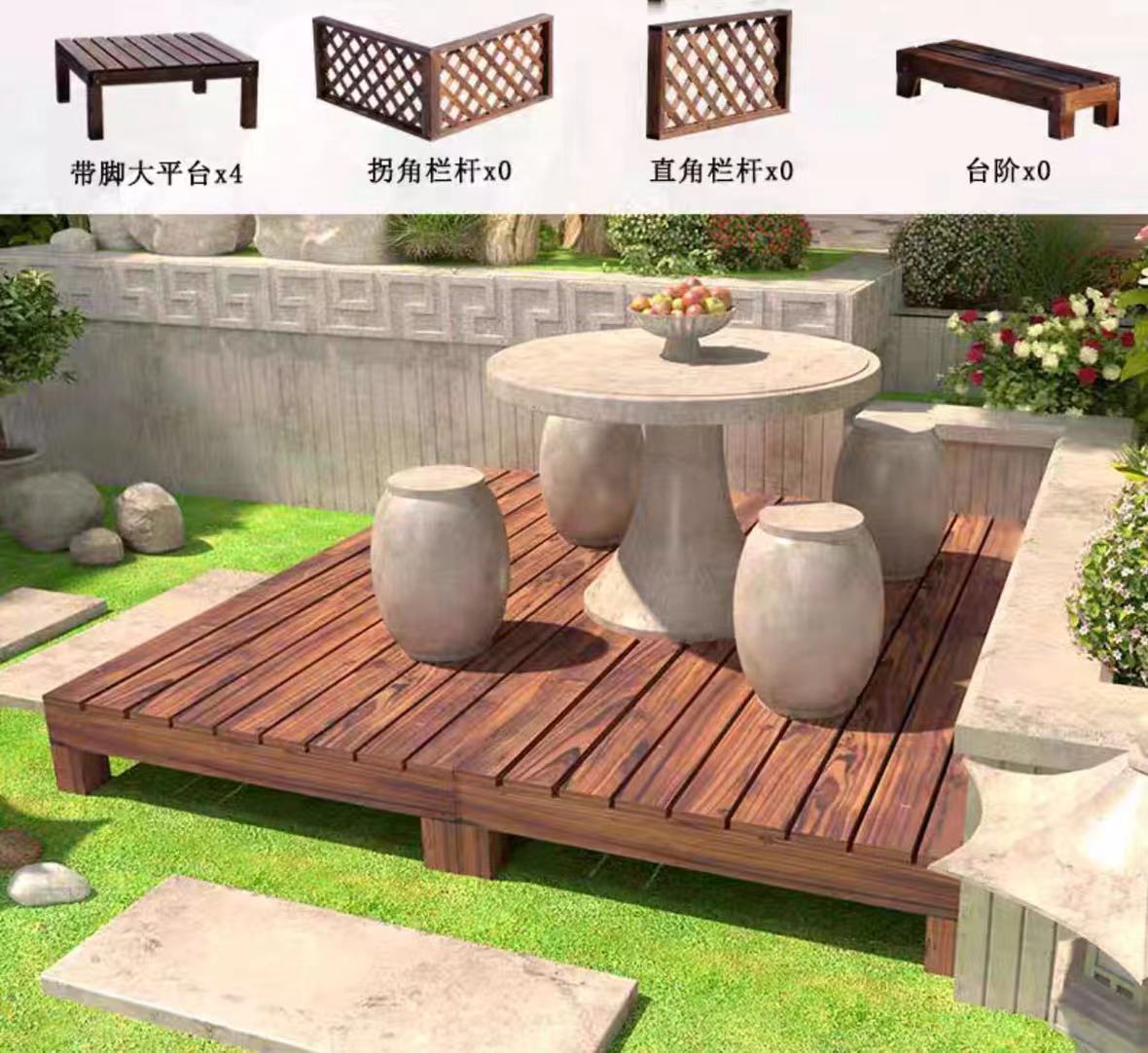 Solid Teak Wooden Deck & Fence Panels Set - 4 Seasons Home Gadgets