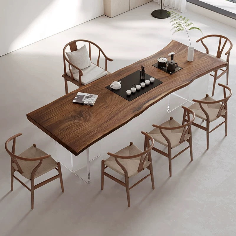 Solid Walnut Acrylic Dining Table - 4 Seasons Home Gadgets