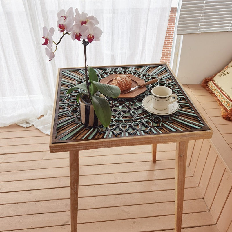 Solid Wood Abstract Side Table - 4 Seasons Home Gadgets