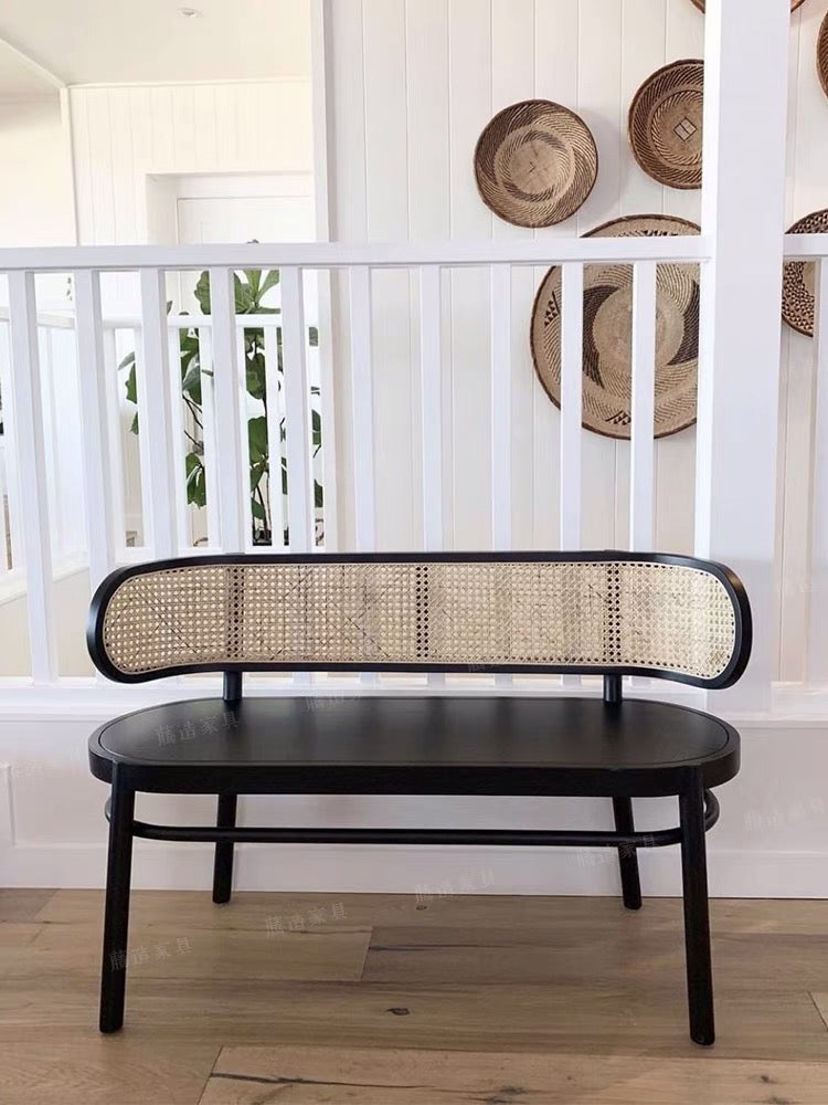 Solid Wood Bamboo Mesh Bench - 4 Seasons Home Gadgets