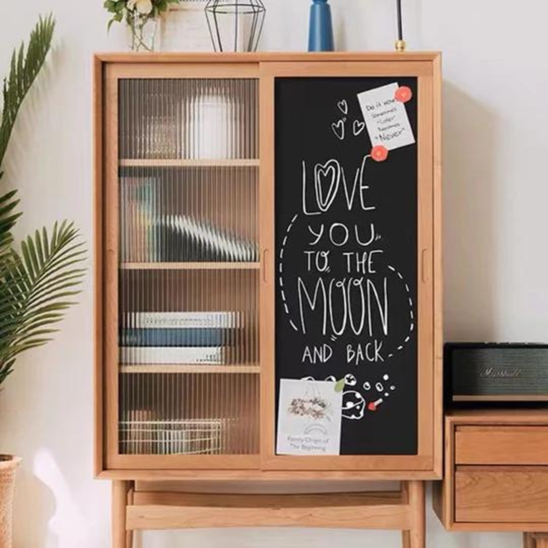 Solid Wood Chalkboard Slide Door Chest - 4 Seasons Home Gadgets