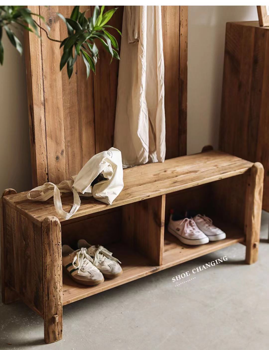 Solid Wood Cubby Storage Bench - 4 Seasons Home Gadgets