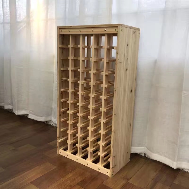 Solid Wood Floor Wine Bottle Rack in Beige Hold 55 Bottles Of Wines - 4 Seasons Home Gadgets