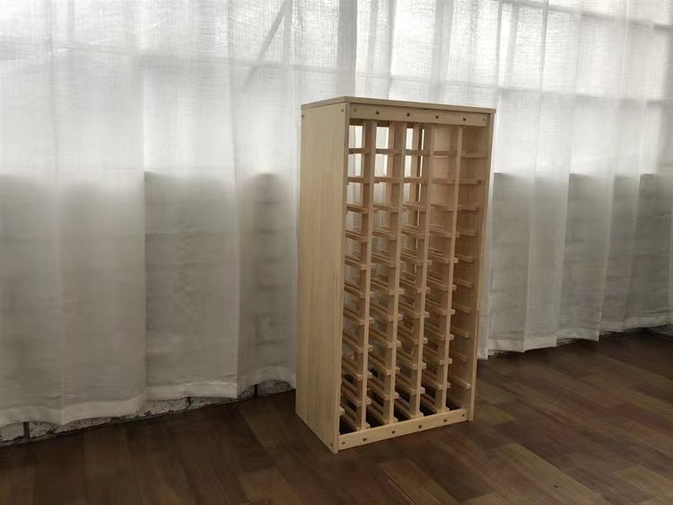 Solid Wood Floor Wine Bottle Rack in Beige Hold 55 Bottles Of Wines - 4 Seasons Home Gadgets