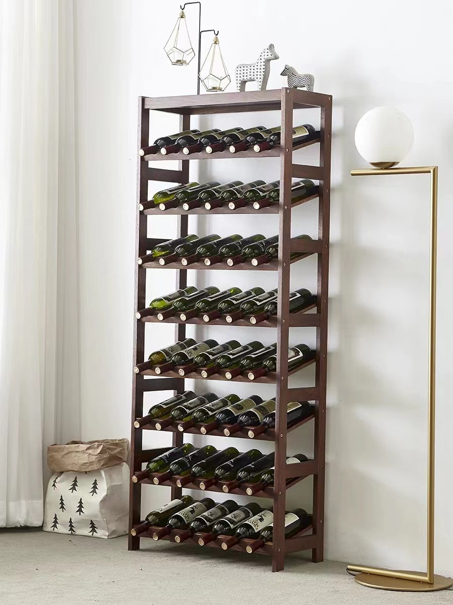 Solid Wood Floor Wine Bottle Rack in Walnut - 4 Seasons Home Gadgets