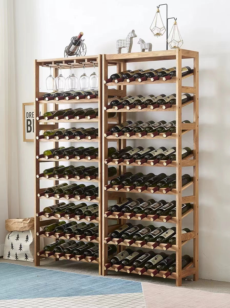 Solid Wood Floor Wine Bottle Rack in Walnut - 4 Seasons Home Gadgets