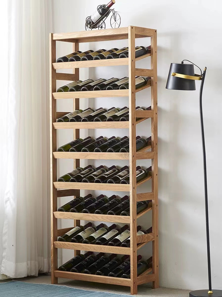 Solid Wood Floor Wine Bottle Rack in Walnut - 4 Seasons Home Gadgets