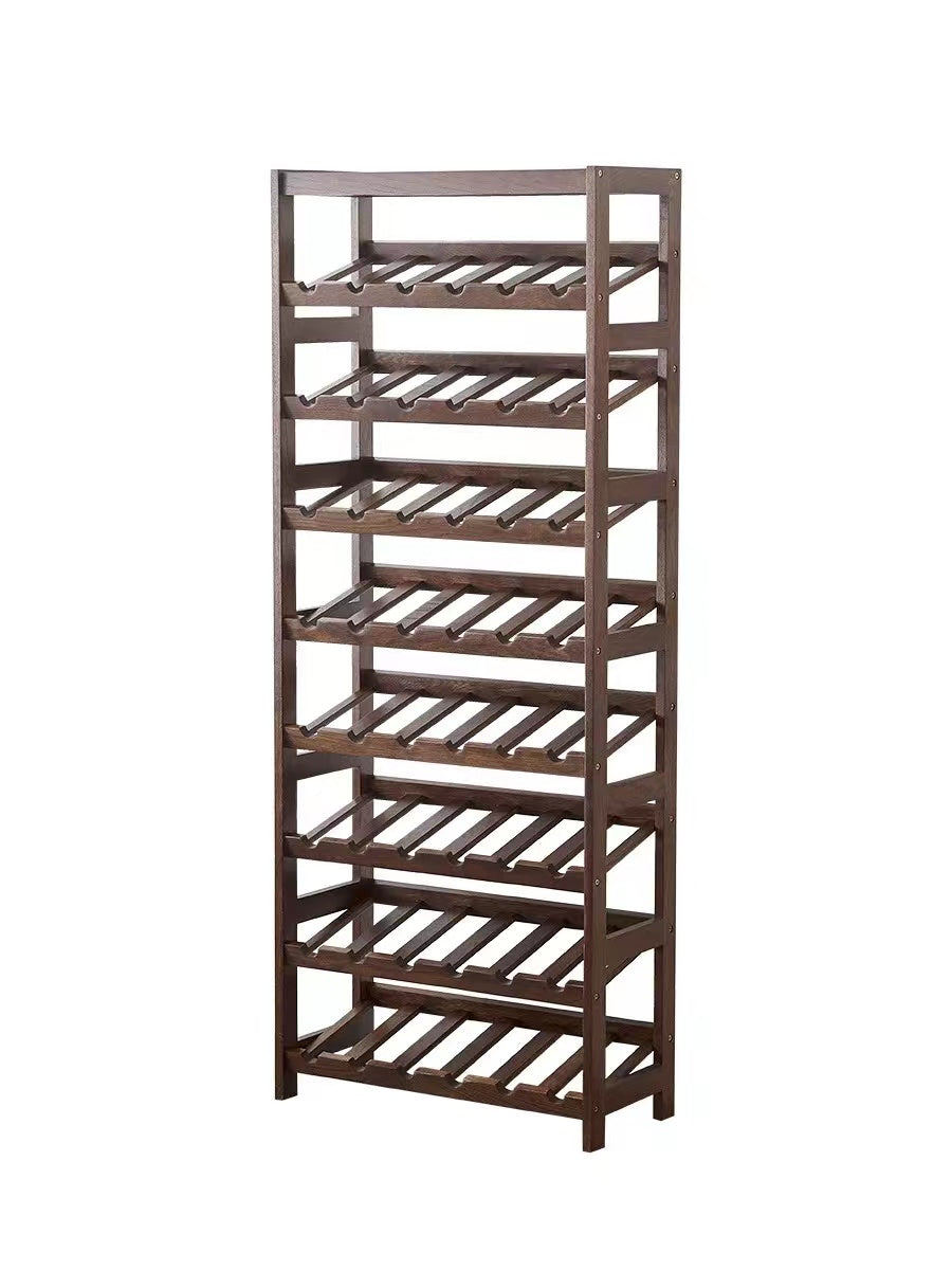 Solid Wood Floor Wine Bottle Rack in Walnut - 4 Seasons Home Gadgets