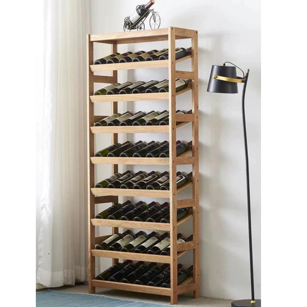 Solid Wood Floor Wine Bottle Rack in Walnut - 4 Seasons Home Gadgets