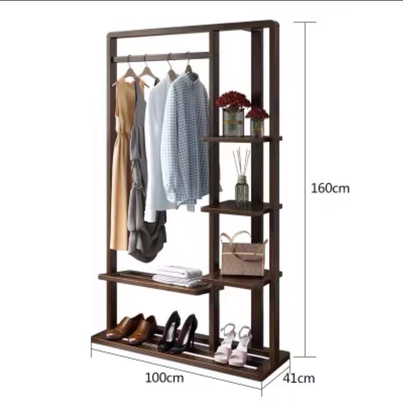 Solid Wood Garment Rack Shelves - 4 Seasons Home Gadgets