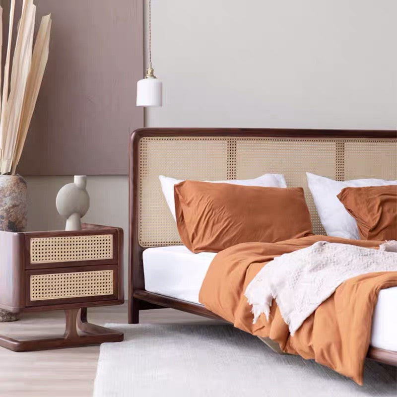 Solid Wood Mesh Double Bed Frame - 4 Seasons Home Gadgets