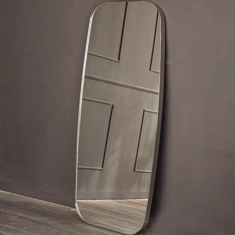 Solid Wood Silver Frame Full Length Mirror With Rounded Corners - 4 Seasons Home Gadgets