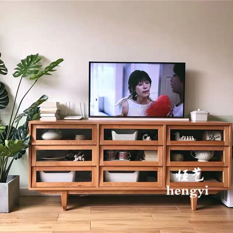 Solid Wood TV Stand Drawers Chest - 4 Seasons Home Gadgets