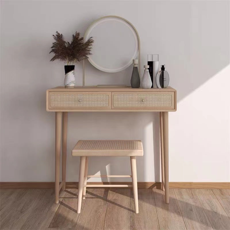 Solid Wood Vanity Set with Stool Set - 4 Seasons Home Gadgets