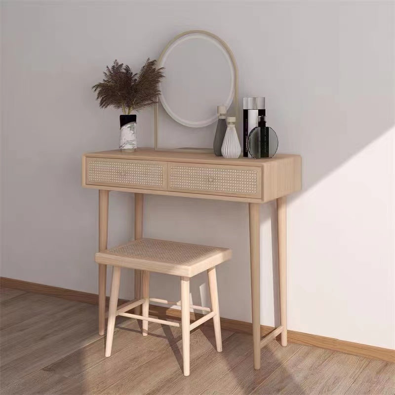 Solid Wood Vanity Set with Stool Set - 4 Seasons Home Gadgets