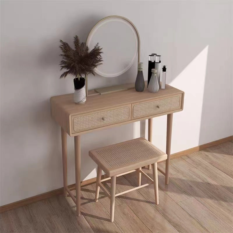 Solid Wood Vanity Set with Stool Set - 4 Seasons Home Gadgets