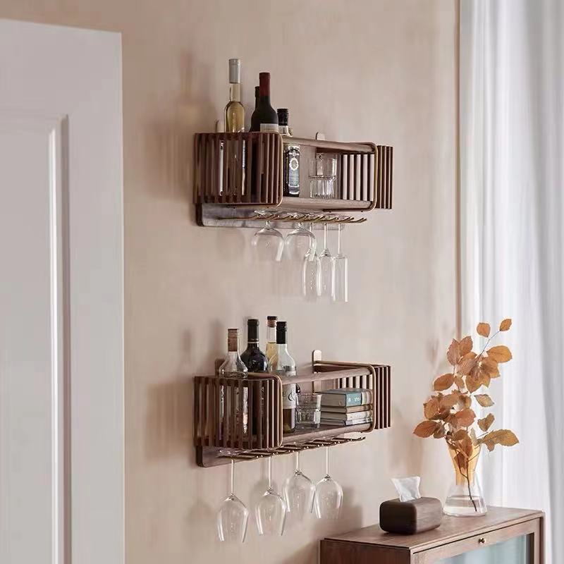 Cherry Oak Wall Mounted Glass Rack - 4 Seasons Home Gadgets