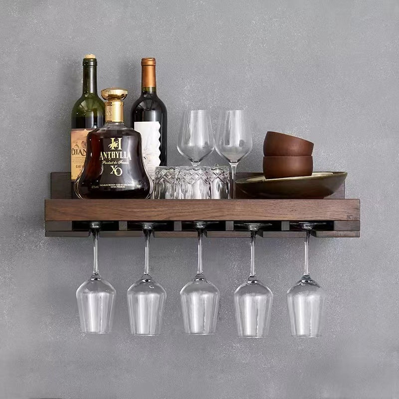 Solid Wood Wall Mounted Wine Glass Rack - 4 Seasons Home Gadgets