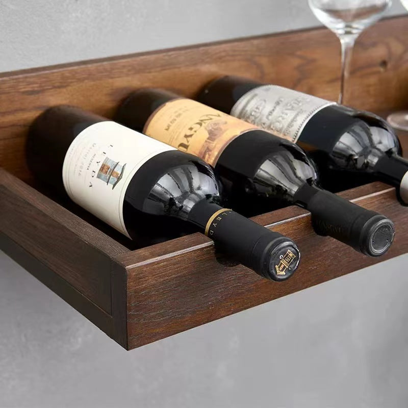 Solid Wood Wall Mounted Wine Glass Rack - 4 Seasons Home Gadgets