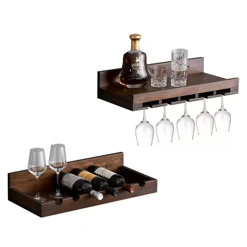 Solid Wood Wall Mounted Wine Glass Rack - 4 Seasons Home Gadgets