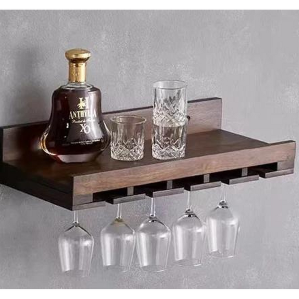 Solid Wood Wall Mounted Wine Glass Rack - 4 Seasons Home Gadgets