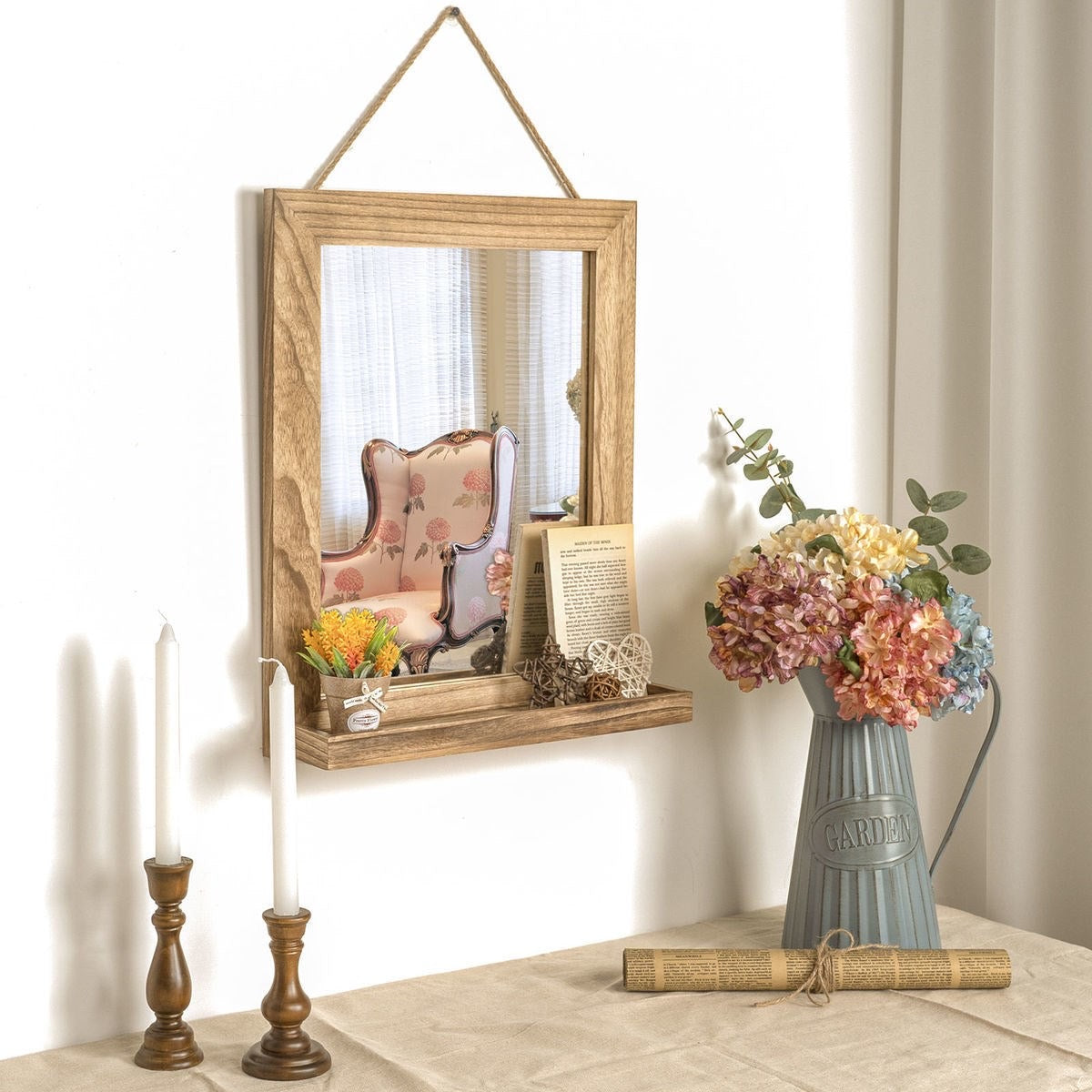 Square Wood Wall Mirror - 4 Seasons Home Gadgets