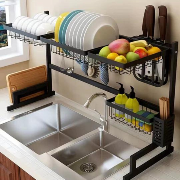 Stainless Steel Dish Rack In Black - 4 Seasons Home Gadgets