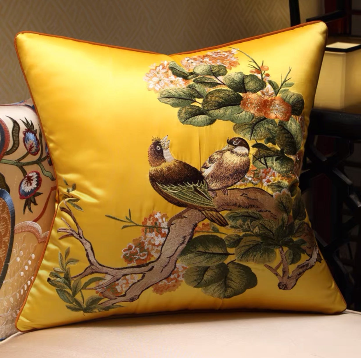 Stotts Birds Art Throw Pillow Cover Cushion - 4 Seasons Home Gadgets