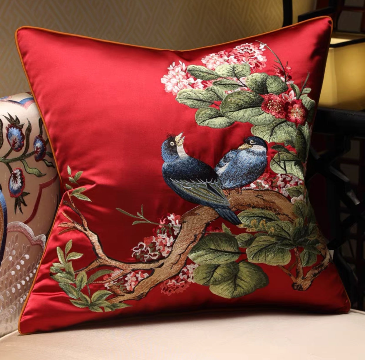 Stotts Birds Art Throw Pillow Cover Cushion - 4 Seasons Home Gadgets