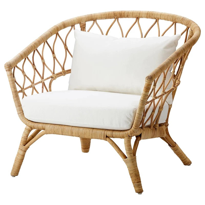 Streamline Wide Tufted Rattan Chair - 4 Seasons Home Gadgets