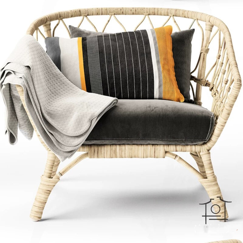 Streamline Wide Tufted Rattan Chair - 4 Seasons Home Gadgets