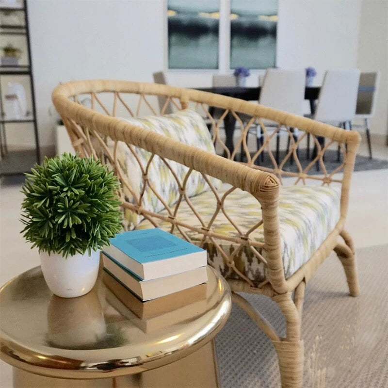 Streamline Wide Tufted Rattan Chair - 4 Seasons Home Gadgets